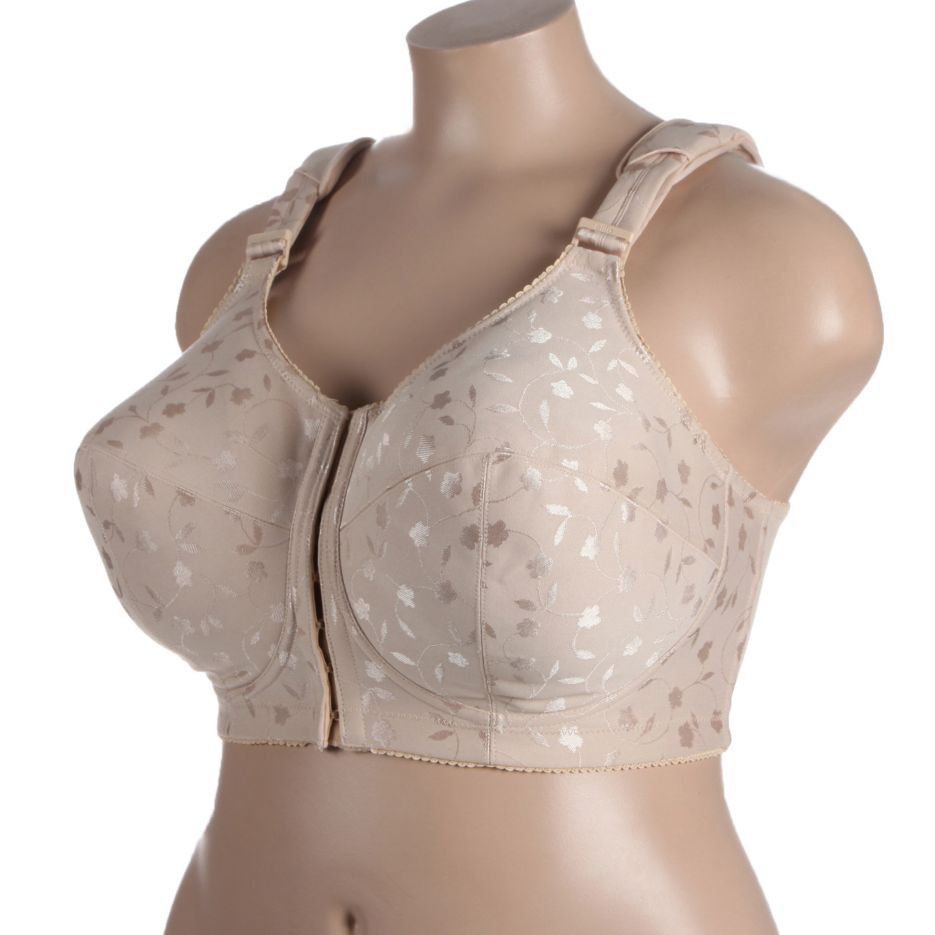 Elila 36L Nude Jacquard Front Close Soft Cup Bra Style 1515 Nwt