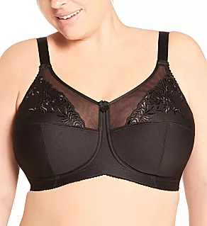 Embroidered Microfiber Wireless Soft-cup Bra Black 42B