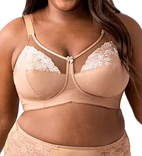 Embroidered Microfiber Wireless Soft-cup Bra Mocha 36A