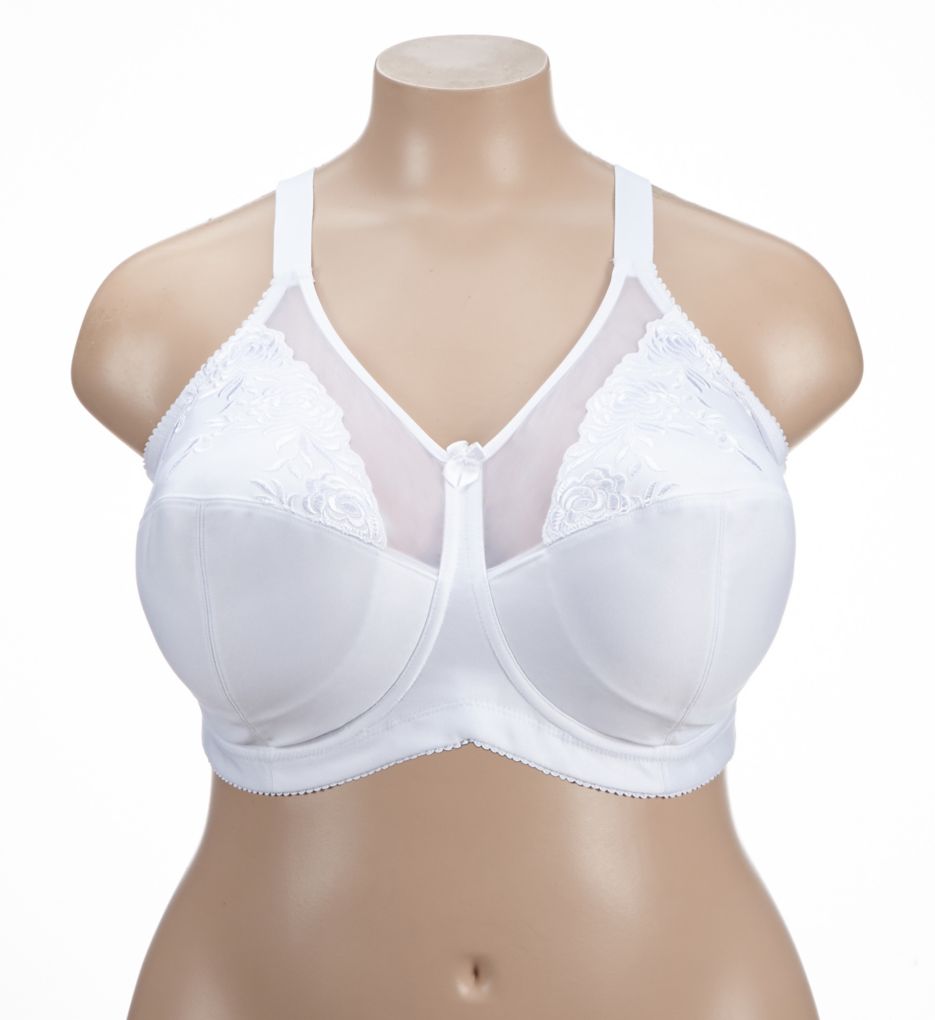 Elila Embroidered Microfiber Wireless Soft-cup Bra White 52A  - Image 1
