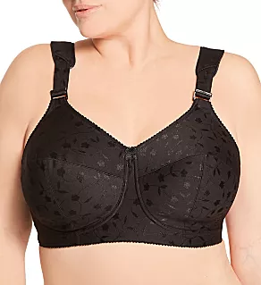 Jacquard Wireless Softcup Bra with Cushion Straps Black 38H