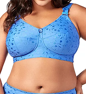 Jacquard Wireless Softcup Bra with Cushion Straps Cobalt Blue 34F