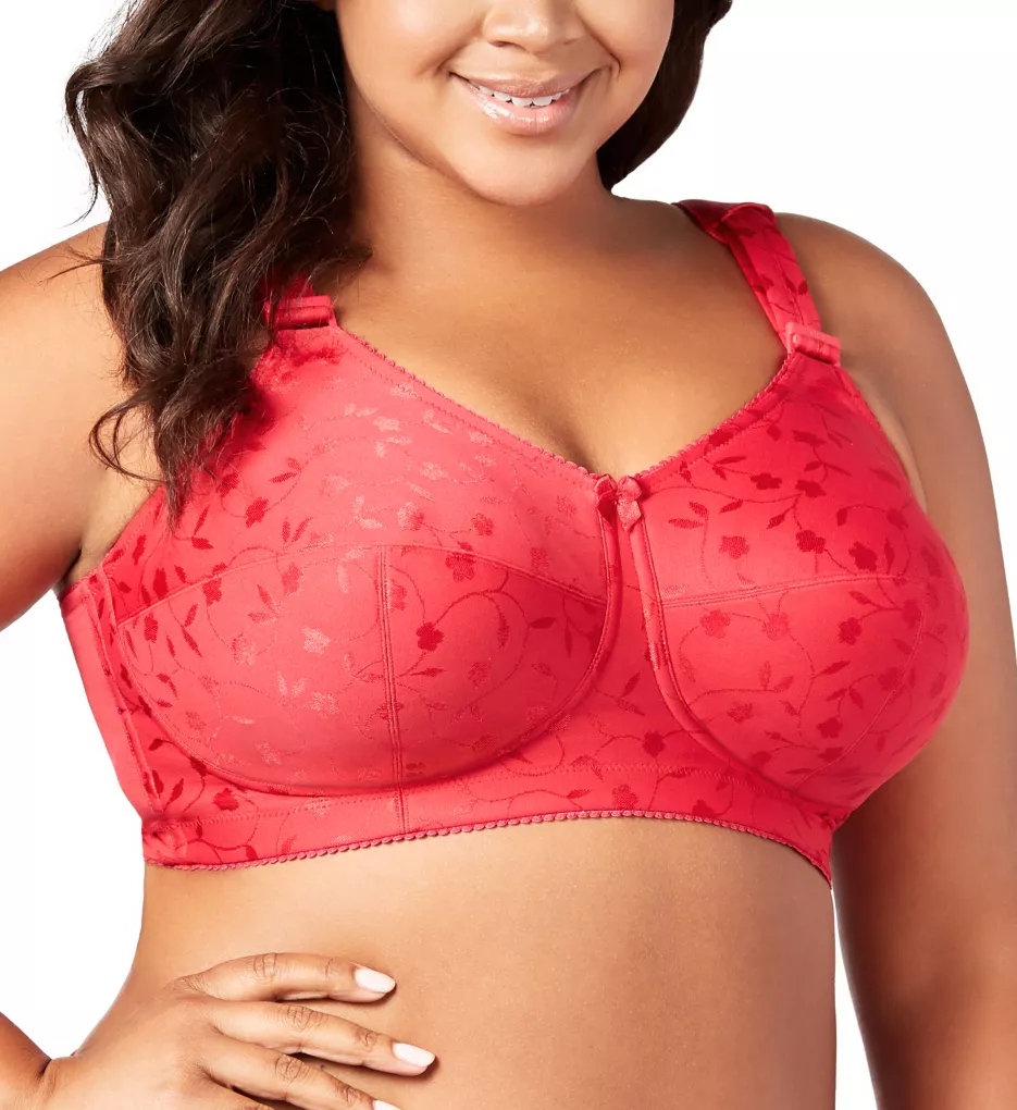 Jacquard Wireless Softcup Bra with Cushion Straps Red 36H