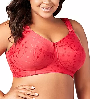 Jacquard Wireless Softcup Bra with Cushion Straps Red 36H