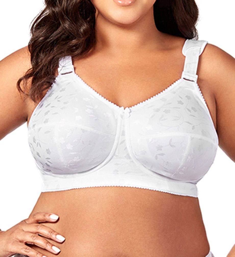 Elila Women's Jacquard Wireless Softcup Bra with Cushion Straps in White | Plus Size 48M | HerRoom.com