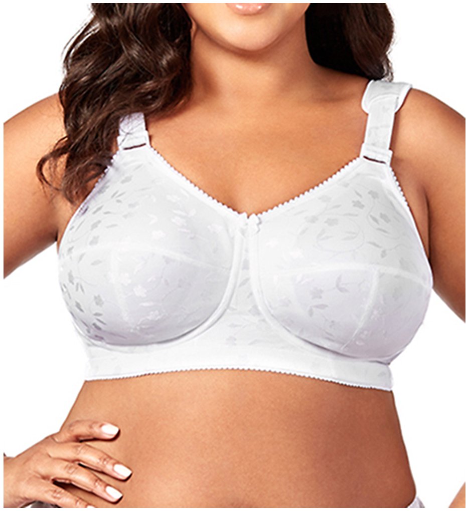 Elila 1305 Jacquard Softcup Bra with Cushioned Straps (White)