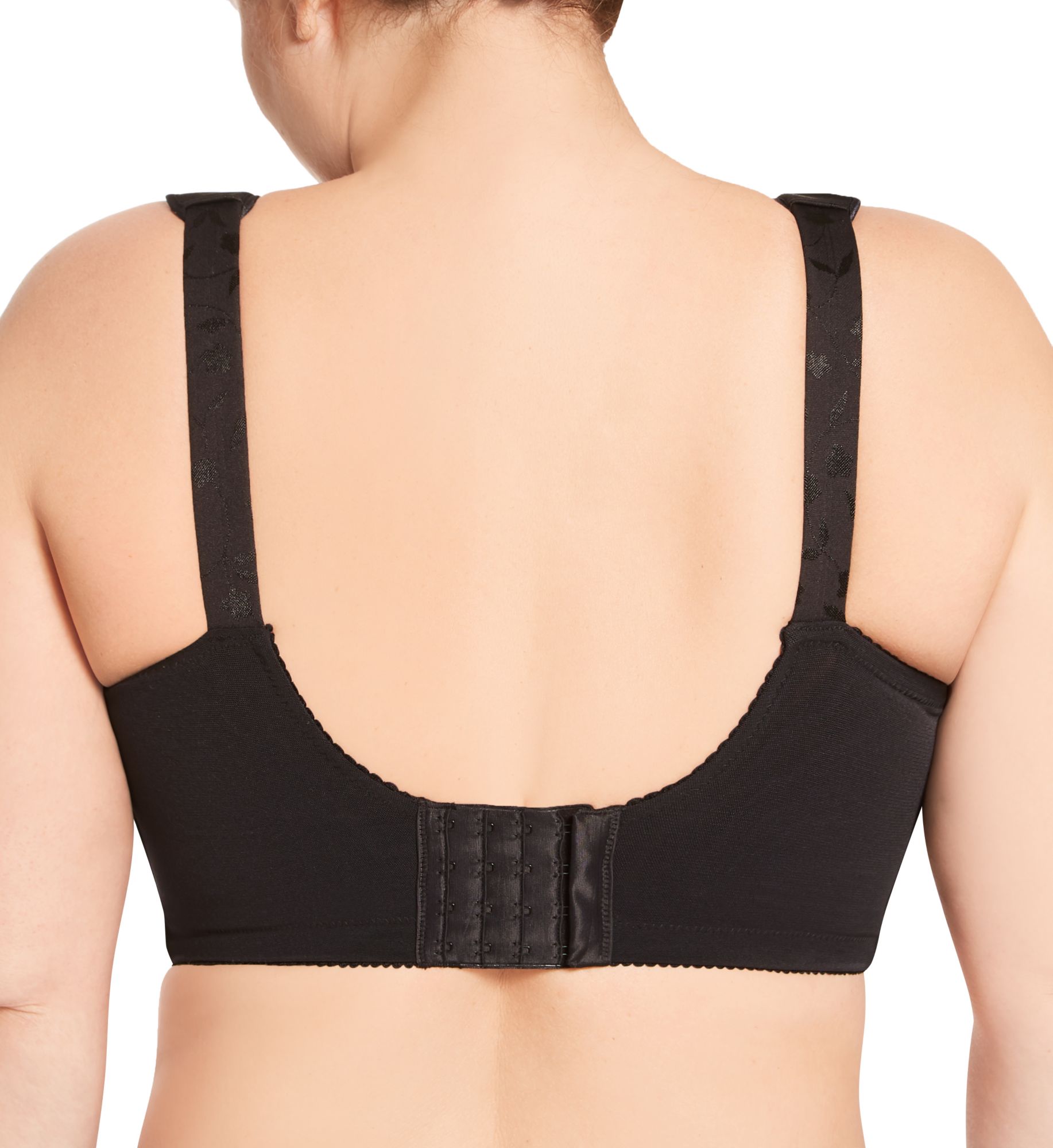 Elila Jacquard Wireless Softcup Bra with Cushion Straps Black 34N  - Image 2