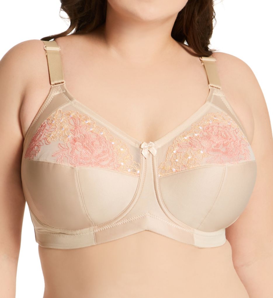 Women's Elila 1301 Embroidered Microfiber Soft-cup Bra (White 48G)