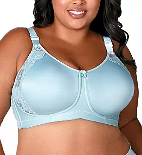 Microfiber & Lace Molded Softcup Wireless Bra Aqua Sky 36D