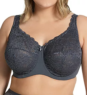 Full Coverage Stretch Lace Underwire Bra Grey 34E