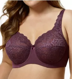 Full Coverage Stretch Lace Underwire Bra Plum 36E