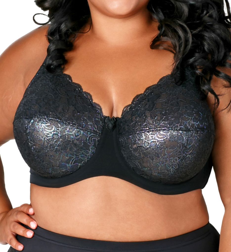 Glamorise MAGIC LIFT Bra 42G ~ All Over Lace Overlay ~ (LEOTARD BACK) Black  NEW