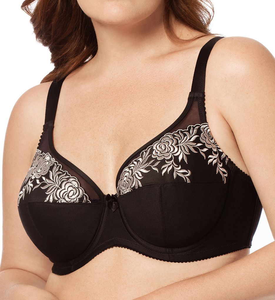 Elila (1906528) -- Elila 2401 Embroidered Microfiber Underwire Bra (Black/Silver 46F)