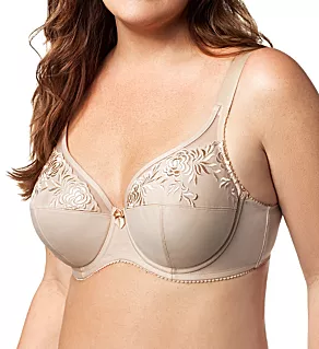 Embroidered Microfiber Underwire Bra Nude 36D