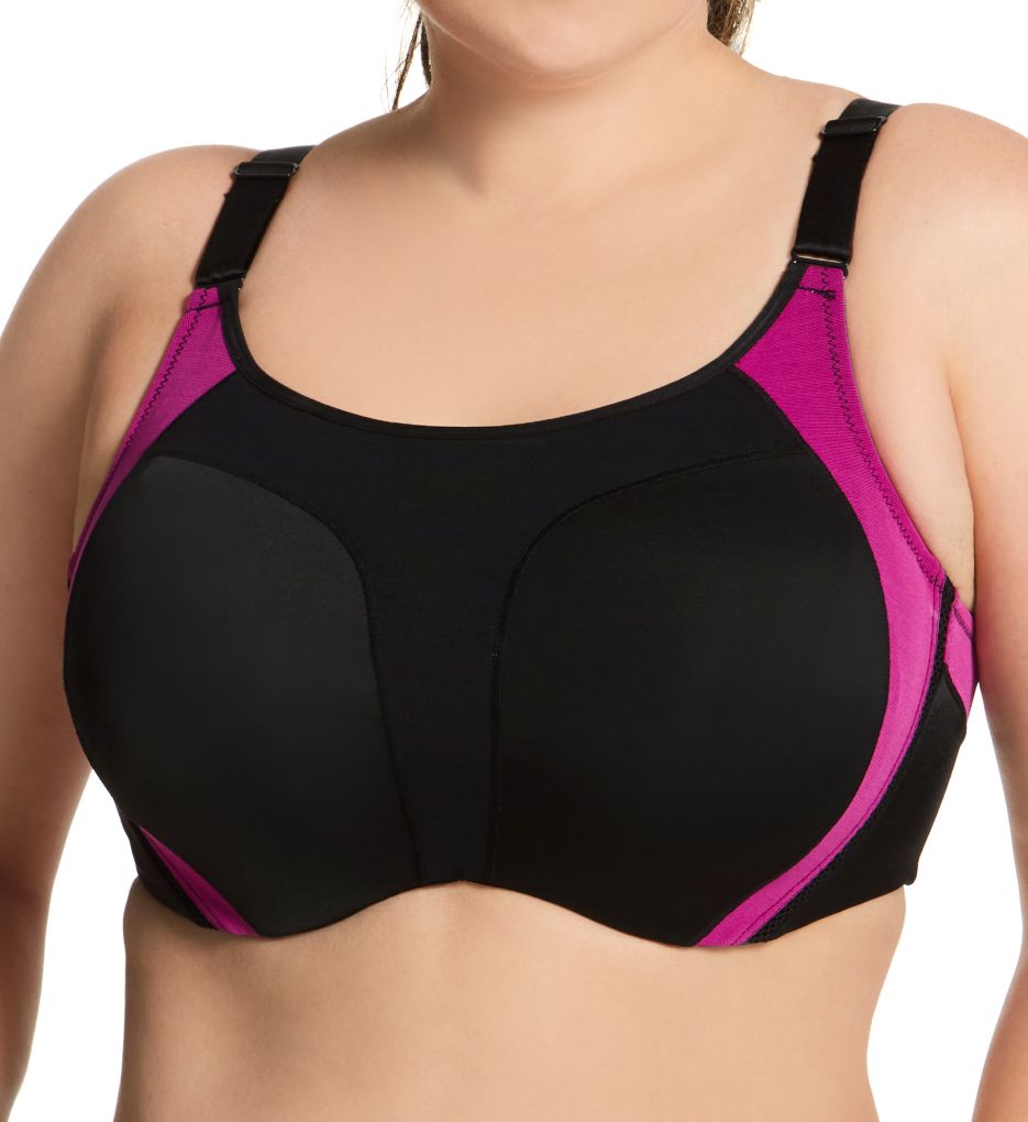Elila : Elila 2511 Microfiber Underwire Sports Bra (Black/Fuchsia 46L)