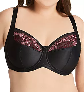 Swiss Embroidery Balcony Underwire Bra Black 34F