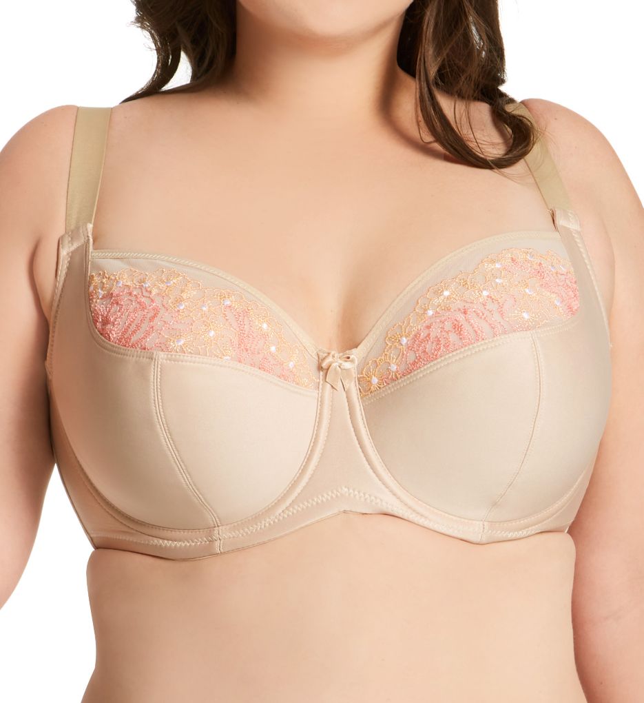 Elila Embroidered Microfiber Wire-Free Bra 36G, Nude at