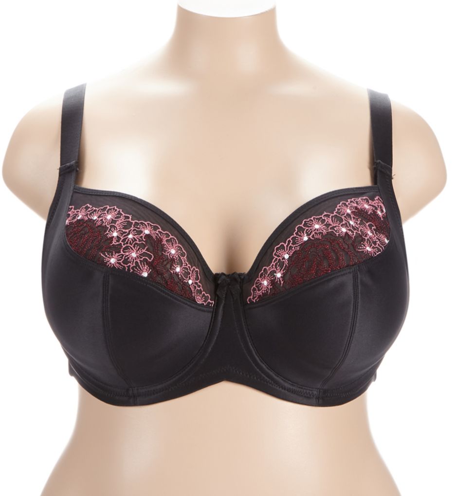 Elila Swiss Embroidery Balcony Underwire Bra Black 40G  - Image 1