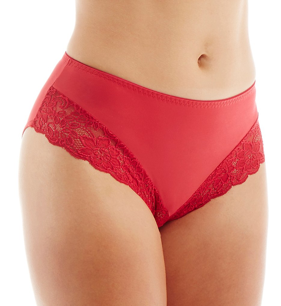 Elila : Elila 3309 Microfiber & Stretch Lace Panties (Red XL)