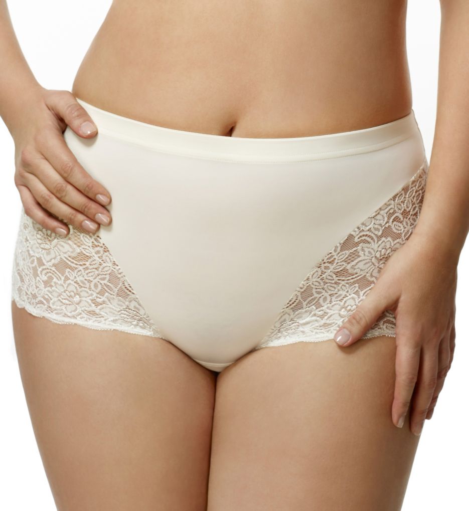 Microfiber and Lace Trim Cheeky Panty - White
