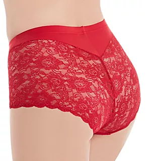 Cheeky Stretch Lace Panties Red 2X