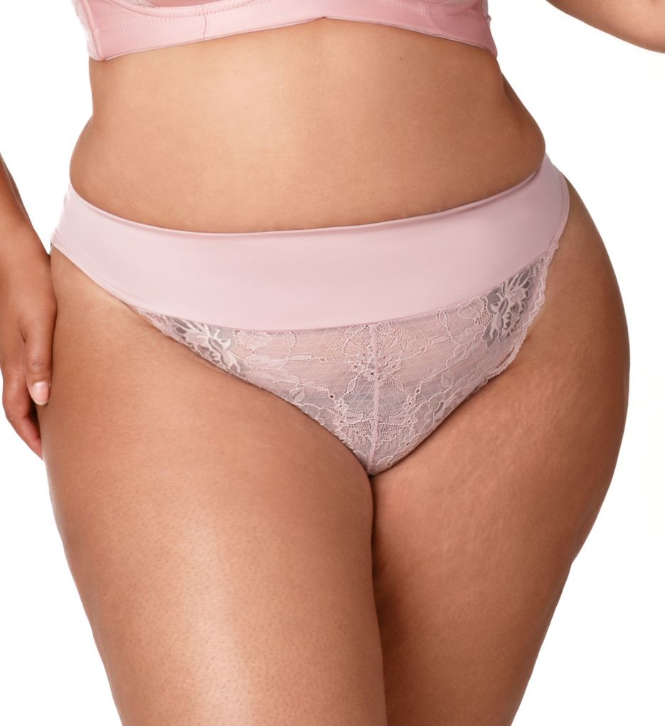 Elila Women's Microfiber & Lace Tanga Panty in Beige | Plus Size XL | HerRoom.com