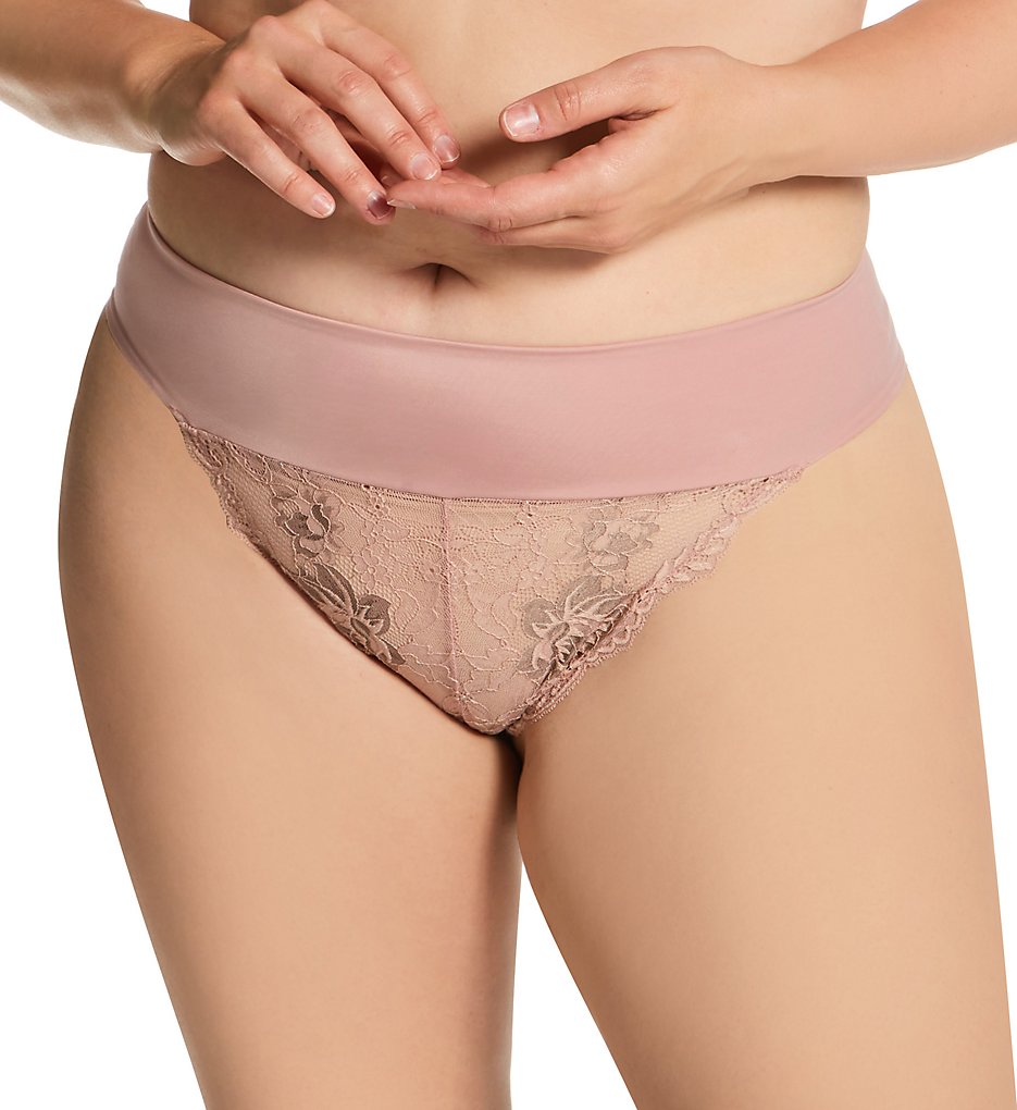 Elila >> Elila 3903 Microfiber & Lace Tanga Panty (Dusty Rose XL)