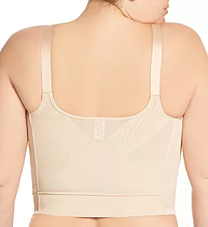 Jacquard Wireless Soft-cup Front Hook Longline Bra Nude 40C