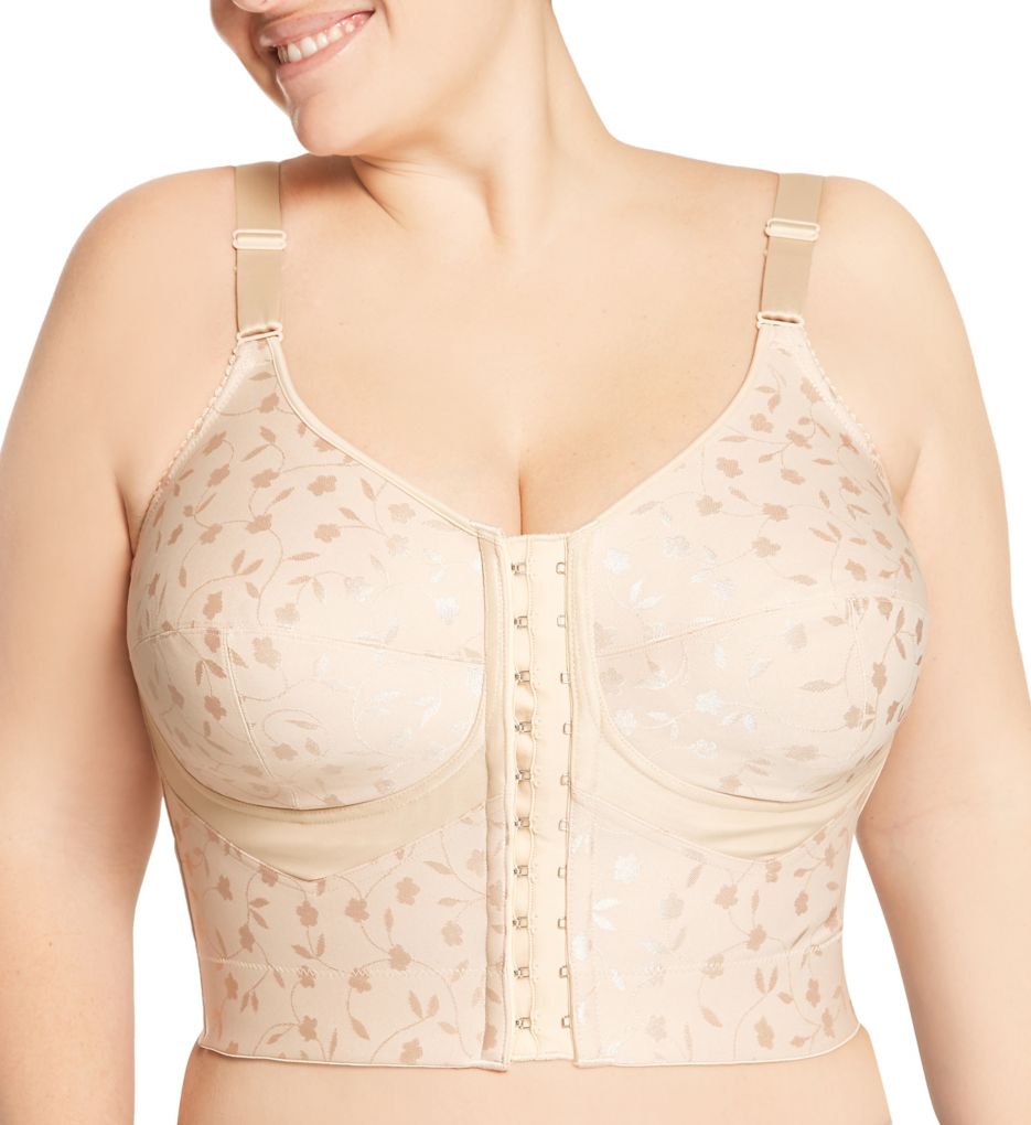 Elila Bra: Jacquard Front-Closure Wire-Free Full-Figure Bra 1515