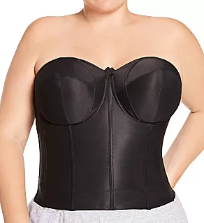Long Strapless Longline Underwire Bra Black 34B