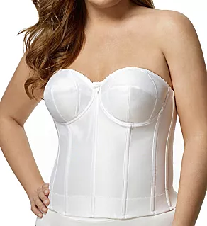 Long Strapless Longline Underwire Bra White 34B