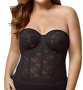 Lace Strapless Longline Underwire Bra Black 36B