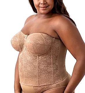 Lace Strapless Longline Underwire Bra Mocha 34G