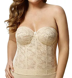 Lace Strapless Longline Underwire Bra Nude 38B