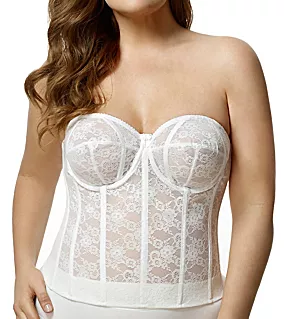 Lace Strapless Longline Underwire Bra White 34B