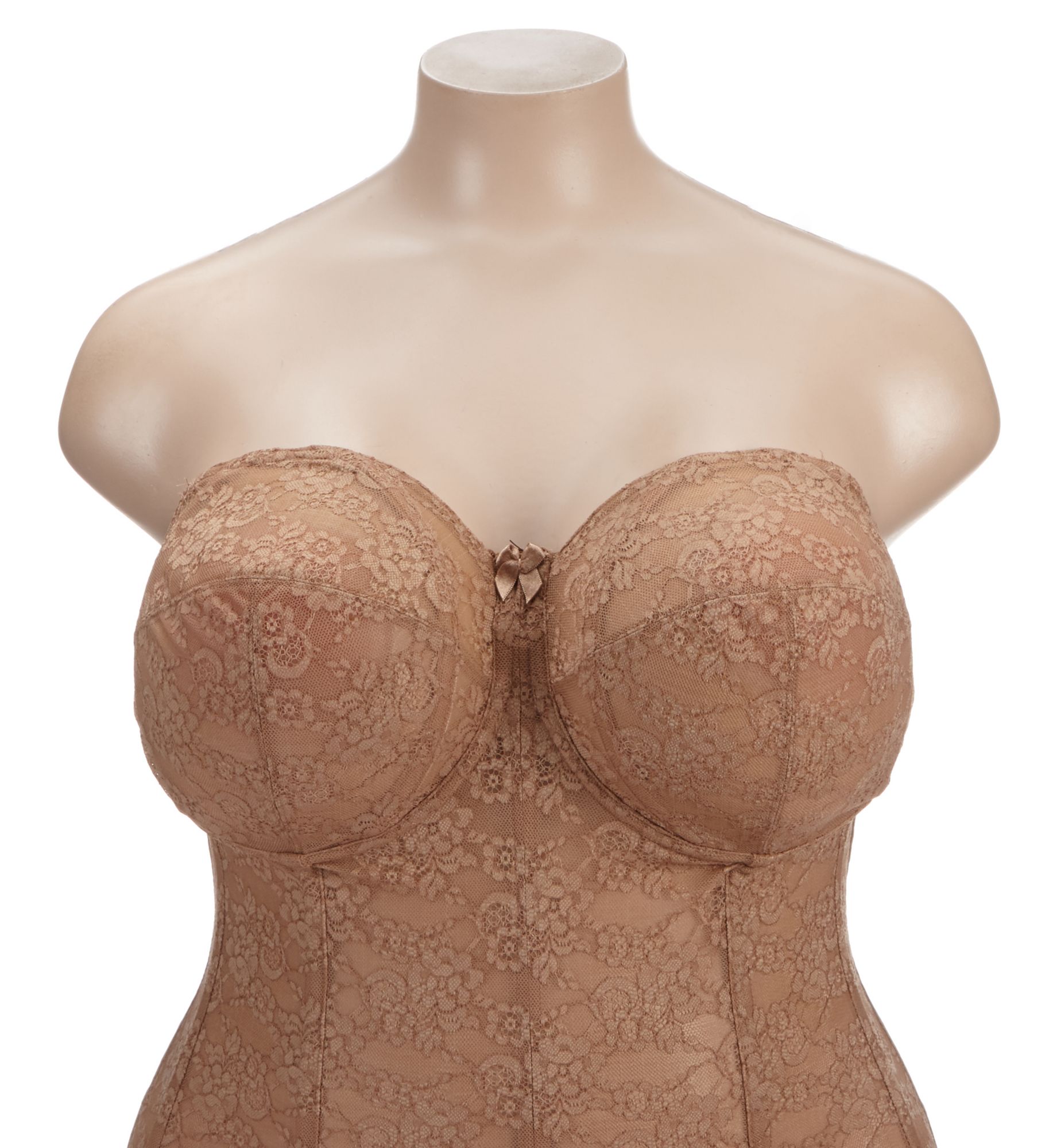 Elila Lace Strapless Longline Underwire Bra Mocha 44H  - Image 1