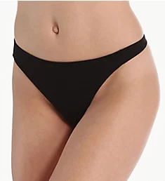 The Essentials Cotton Mid Rise Thong Black S