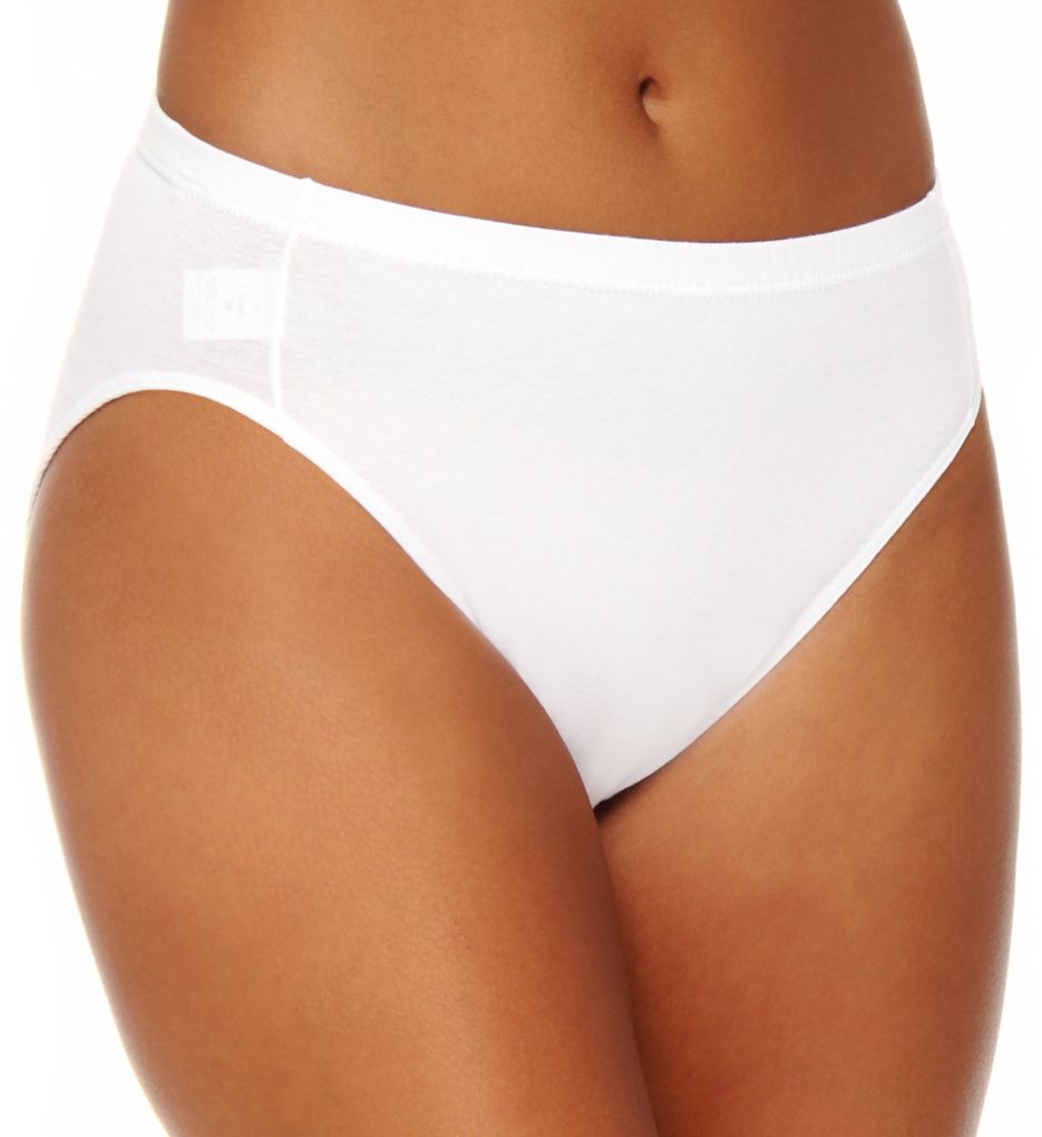 Elita Women's The Essentials Cotton Full High-Cut Brief Panty in White | Size Medium | HerRoom.com