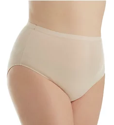 Plus Size Cotton Hi-Cut Brief Panty Beige XL