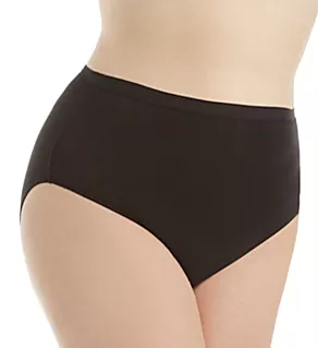 Plus Size Cotton Hi-Cut Brief Panty Black 3X