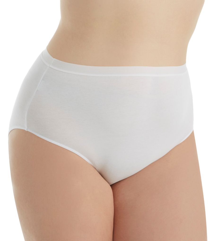 Elita Women's Plus Size Cotton Hi-Cut Brief Panty in White | Size XL | HerRoom.com