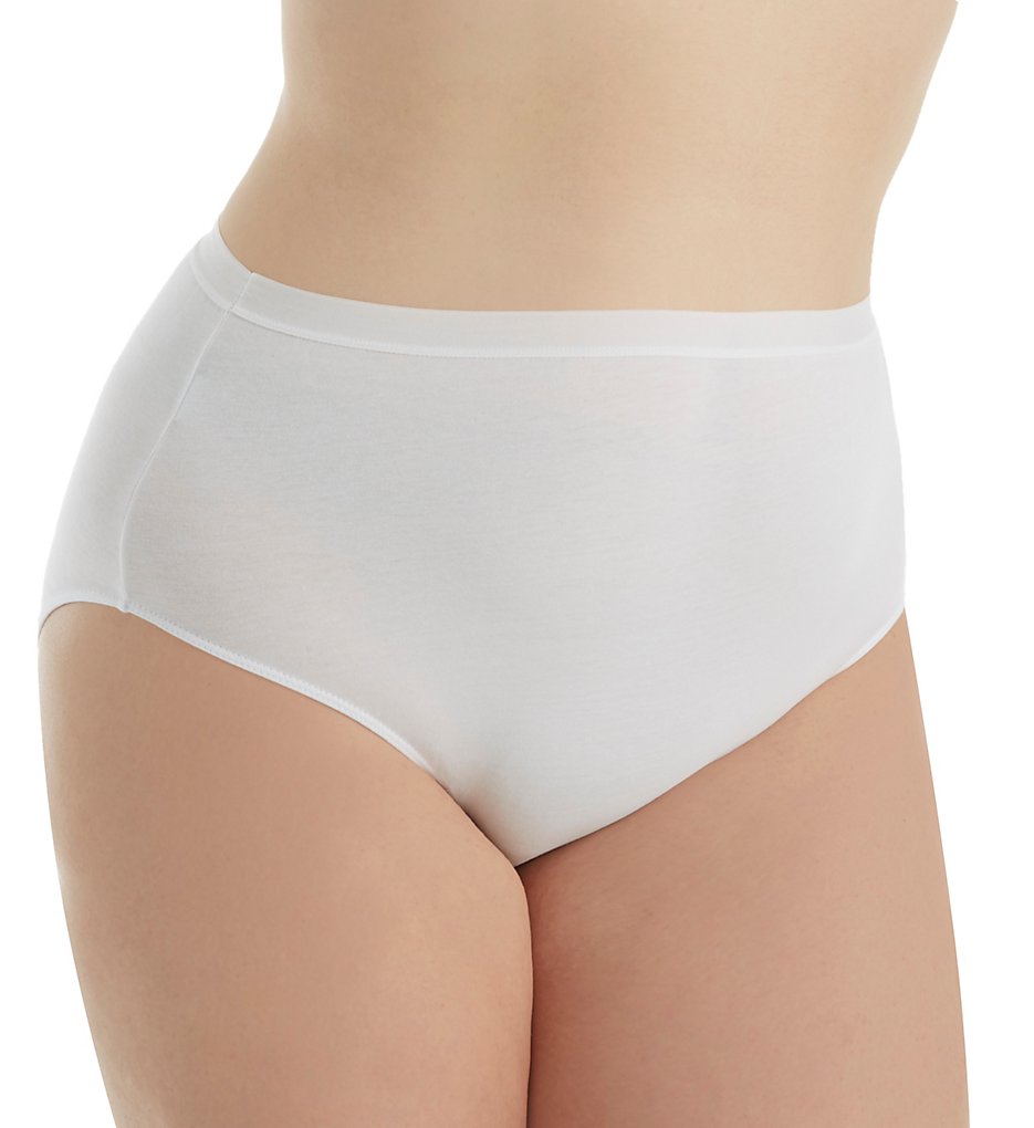 Elita : Elita 6043 Plus Size Cotton Hi-Cut Brief Panty (White 3X)