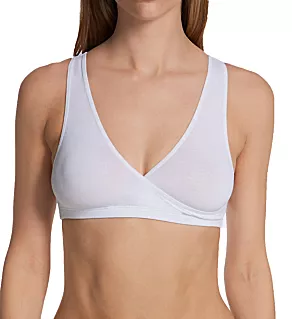 The Essentials Cotton Crossover Cami Bra White 32