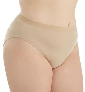 Plus Size Microfiber Hi-Cut Brief Panty Classic Beige XL