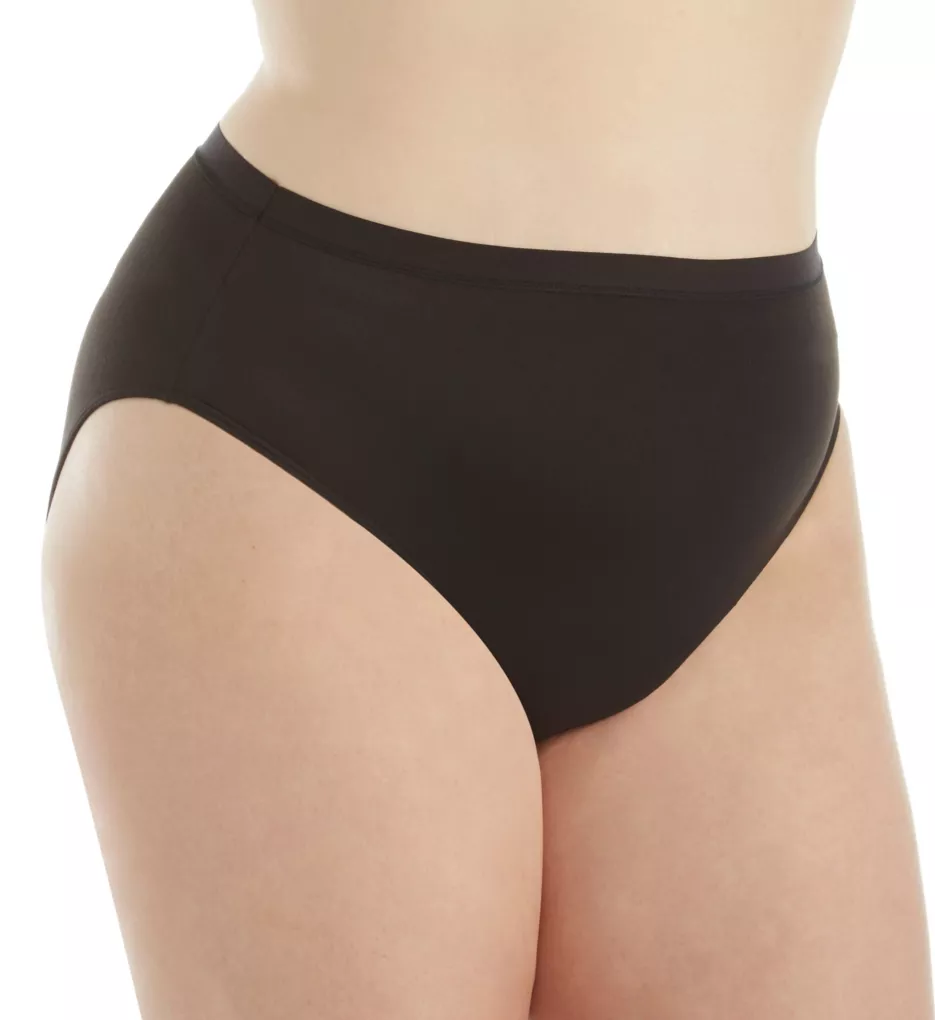Plus Size Microfiber Hi-Cut Brief Panty Ebony XL