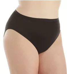 Plus Size Microfiber Hi-Cut Brief Panty Ebony 3X