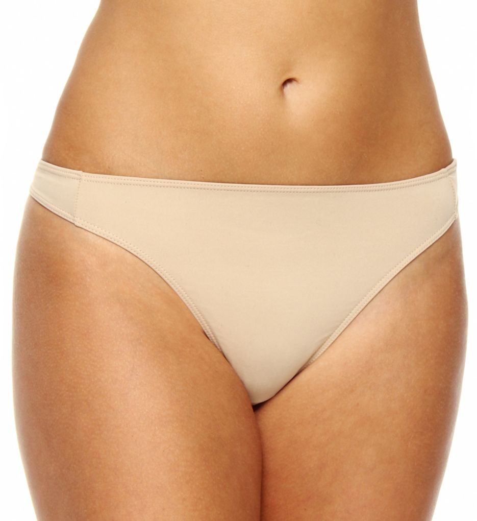 Elita Women's Silk Magic Microfiber Mid Rise Thong Panty in Classic Beige | Size XL | HerRoom.com