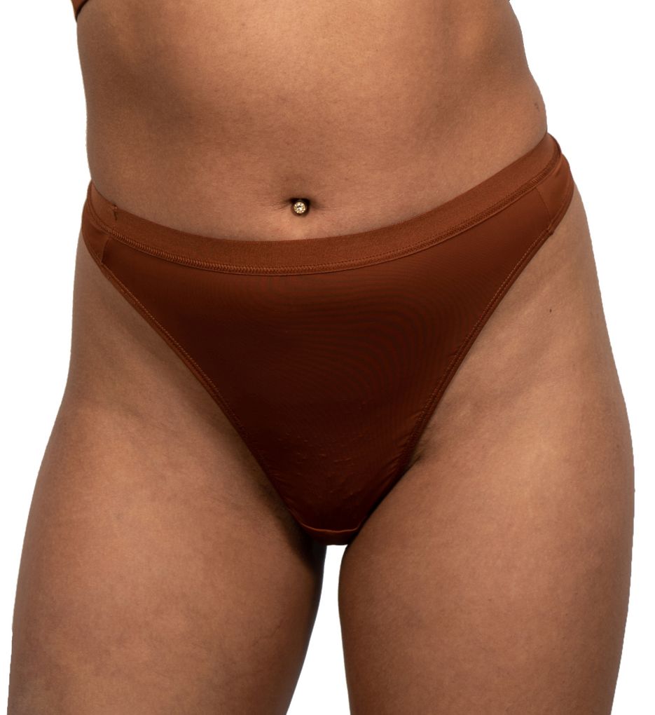 Elita Women's Silk Magic Microfiber Mid Rise Thong Panty in Beige | Size Medium | HerRoom.com