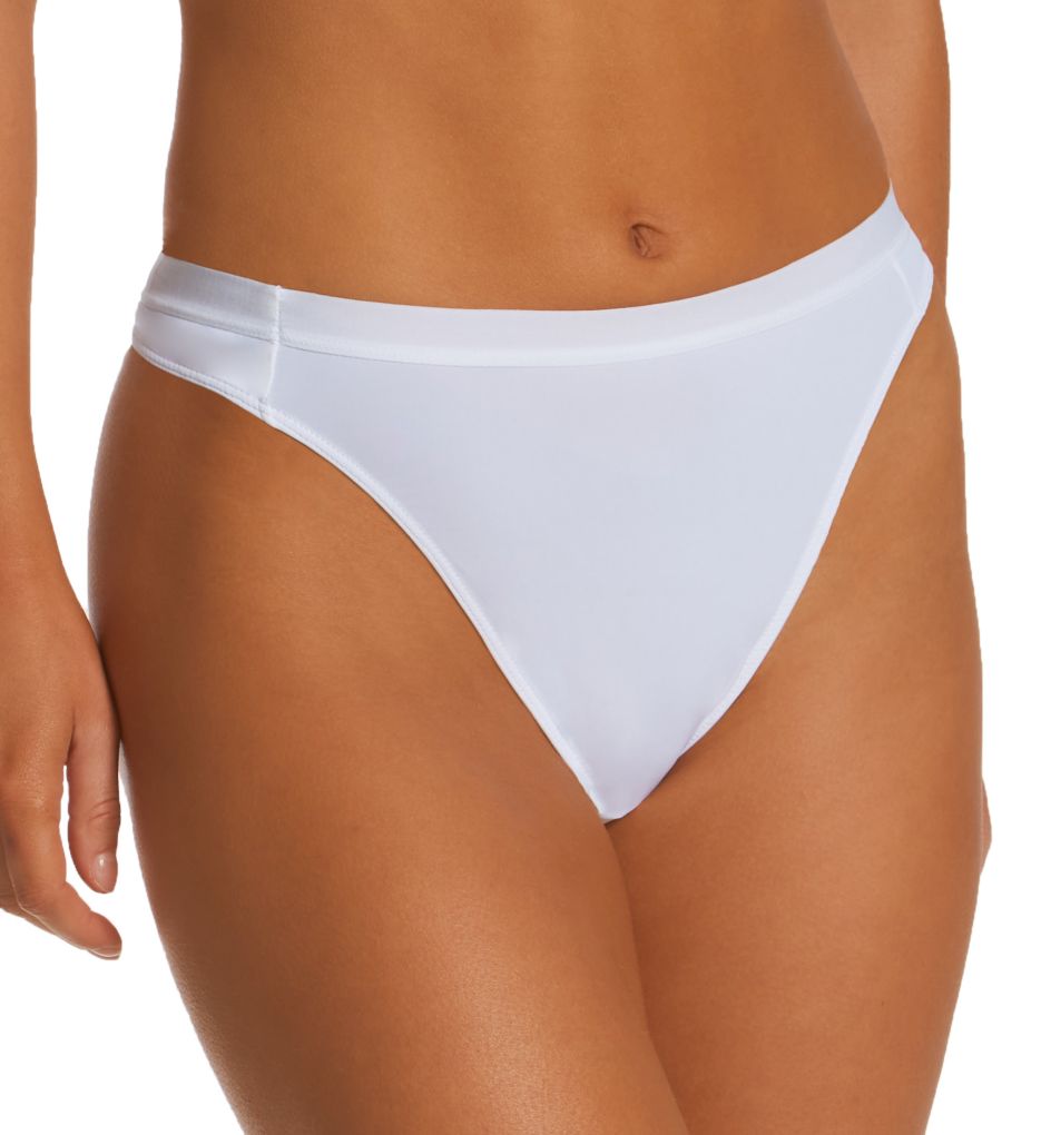 Elita Women's Silk Magic Microfiber Mid Rise Thong Panty in Beige | Size Small | HerRoom.com