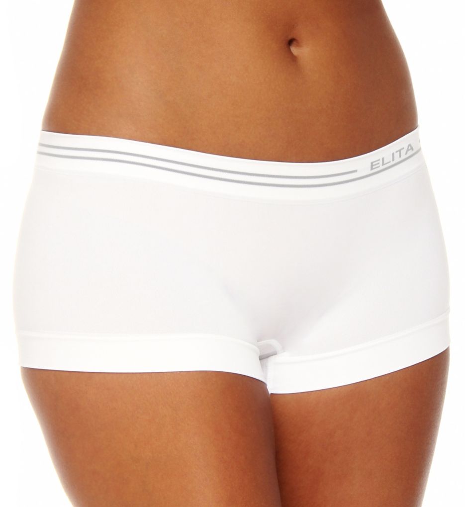 Elita Women's Signature Seamless Boyshort Panty in White | Size XL | HerRoom.com